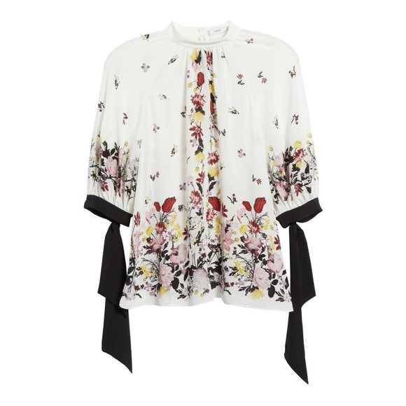 ERDEM Floral Print NAYLA Tavistock Floral Print Silk Blouse Top 10 14 46 42 40 L